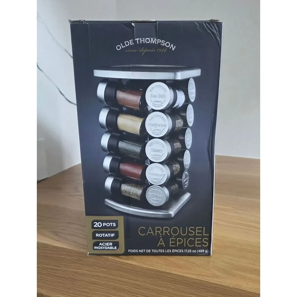 Olde Thompson Stainless Steel 20-Pot Spice Carousel - Black & Silver